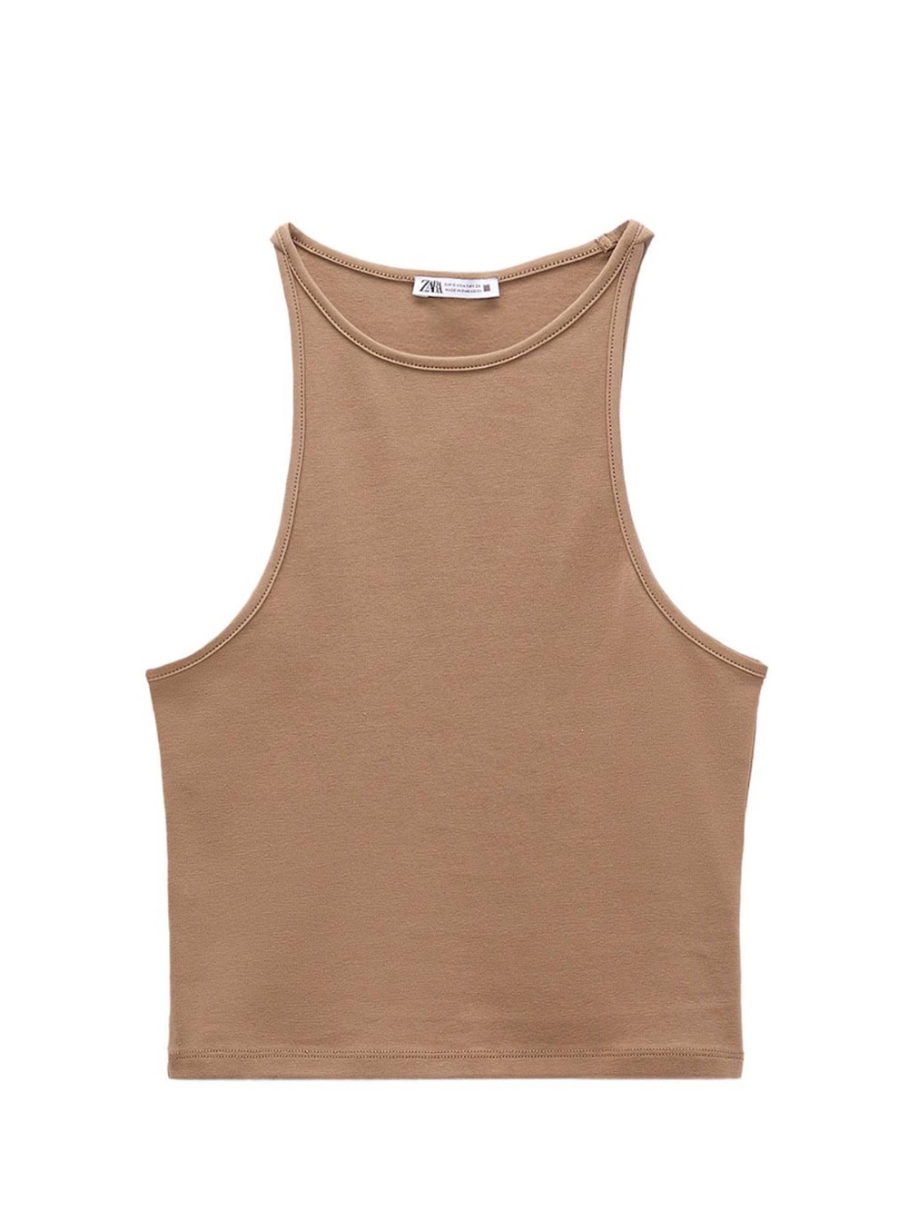Zara Beige-Pink Cropped Halter Tank